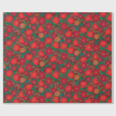 KerstFloral Poinsettia Red Gold Cadeaupapier (Vlak)