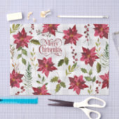 KerstFloral Poinsettia Script Typografie Tissuepapier (Craft)