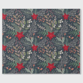 KerstFloral Poinsettia Winter Heather Cadeaupapier (Vlak)