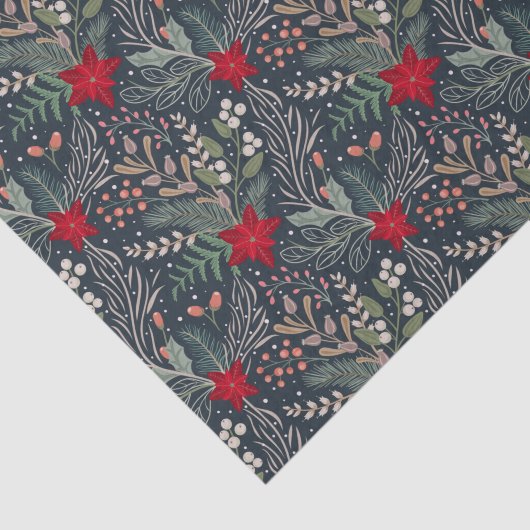 KerstFloral Poinsettia Winter Heather Tissuepapier (Detail)