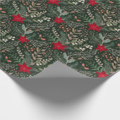 KerstFloral Poinsettia Winter Heather Wrappin Cadeaupapier (Hoek)