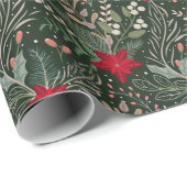 KerstFloral Poinsettia Winter Heather Wrappin Cadeaupapier (Rol Hoek)