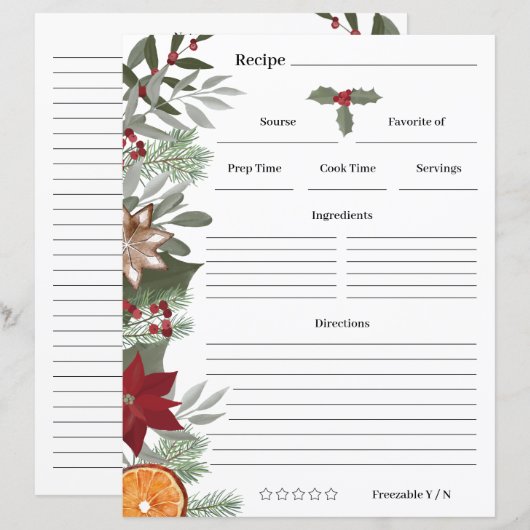 KerstFloral Recipe Card (Voorkant / Achterkant)