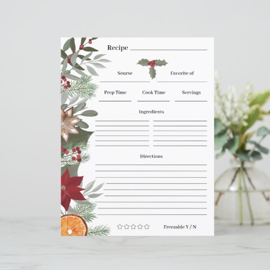 KerstFloral Recipe Card (Staand voorkant)