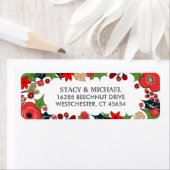 KerstFloral Red en Green Weddenschap Etiket (Insitu)