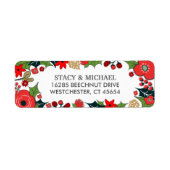 KerstFloral Red en Green Weddenschap Etiket (Voorkant)