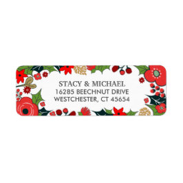 KerstFloral Red en Green Weddenschap Etiket