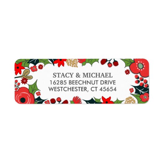 KerstFloral Red en Green Weddenschap Etiket (Voorkant)