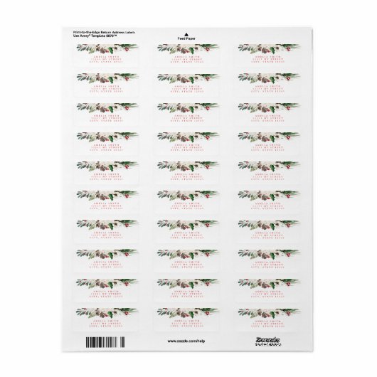 KerstFloral Return Address Labels (Full Sheet)