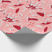 KerstFloral roze en rood Cadeaupapier (Hoek)