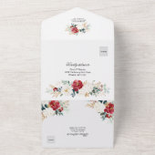 KerstFloral Seizoen trouwen All In One Uitnodiging (Buitenkant)