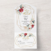 KerstFloral Seizoen trouwen All In One Uitnodiging (Binnen)