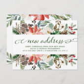 KerstFloral |  vakantieverplaatsing Aankondigingskaart (Voorkant / Achterkant)