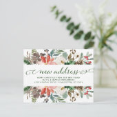 KerstFloral |  vakantieverplaatsing Aankondigingskaart (Staand voorkant)