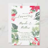 KerstFloral Verf Groene Leaf Engagement Party Kaart (Voorkant)