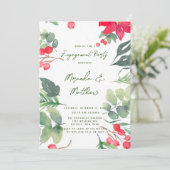 KerstFloral Verf Groene Leaf Engagement Party Kaart (Staand voorkant)