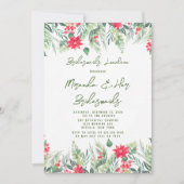 KerstFloral Verf Leaf Bridesmaids Luncheon Kaart (Voorkant)