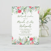 KerstFloral Verf Leaf Bridesmaids Luncheon Kaart (Staand voorkant)