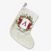 KerstFloral Waterverf Crest | Monogram Kleine Kerstsok (Voorkant (Hangend))