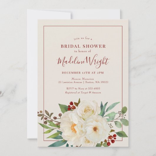 KerstFloral Waterverf Vrijgezellenfeest Kaart (Voorkant)