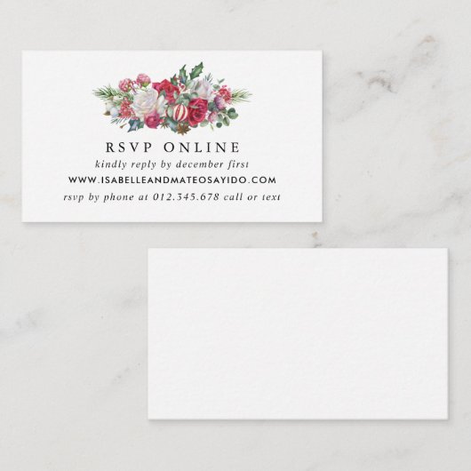 KerstFloral Weddenschap Website RSVP Informatiekaartje (Voorkant / Achterkant)