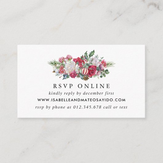 KerstFloral Weddenschap Website RSVP Informatiekaartje (Voorkant)
