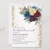 KerstFloral Winter Bridal Brunch Gold Kaart (Voorkant)