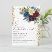 KerstFloral Winter Bridal Brunch Gold Kaart (Staand voorkant)