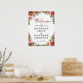KerstFloral winter bruiloft welkom Poster (Keuken)