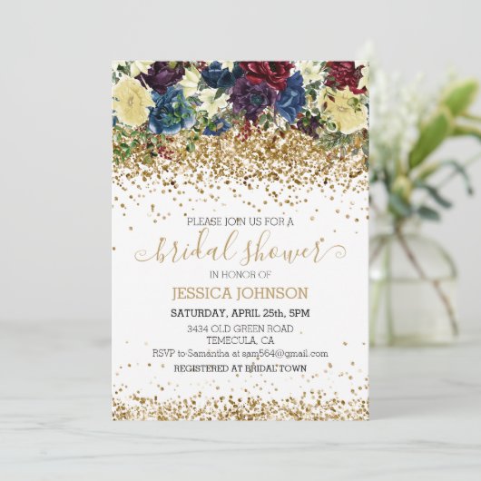 KerstFloral Winter Vrijgezellenfeest Gold Kaart (Staand voorkant)