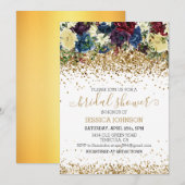 KerstFloral Winter Vrijgezellenfeest Gold Kaart (Voorkant / Achterkant)