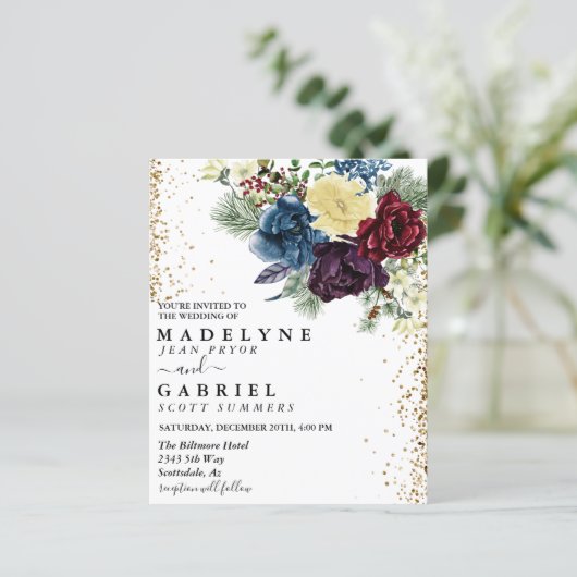 KerstFloral Winter Weddenschap Floral Gold (Staand voorkant)