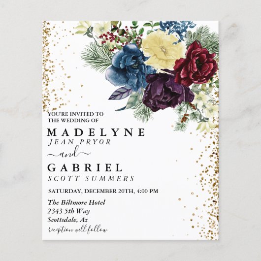 KerstFloral Winter Weddenschap Floral Gold (Voorkant)