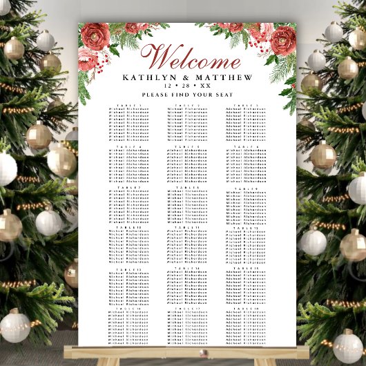 KerstFloral Winter Wedding 18 Tafelzitjes Poster