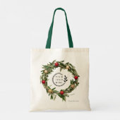 kerstFloral WreatCustom Company Logo Budget Tote Bag (Achterkant)