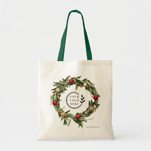kerstFloral WreatCustom Company Logo Budget Tote Bag (Voorkant)