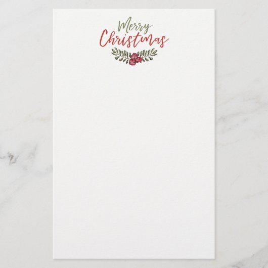 KerstFloral Wreath | Briefpapier pagina (Voorkant)