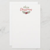 KerstFloral Wreath | Briefpapier pagina (Voorkant / Achterkant)