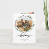 KerstFloral Wreath Season's Greetings 2 Foto Feestdagen Kaart (Voorkant)