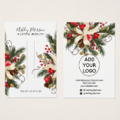 kerstflorale haarflesvormig haarschermpje visitekaartje (Voorkant /achterkant)