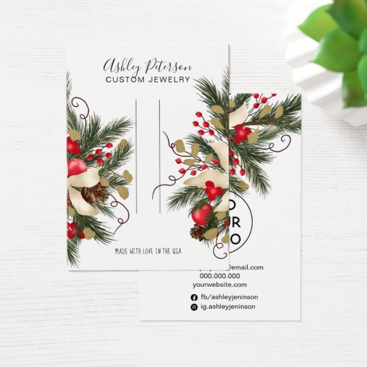 kerstflorale haarflesvormig haarschermpje visitekaartje (Bureau)