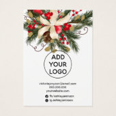 kerstflorale haarflesvormig haarschermpje visitekaartje (Achterkant)
