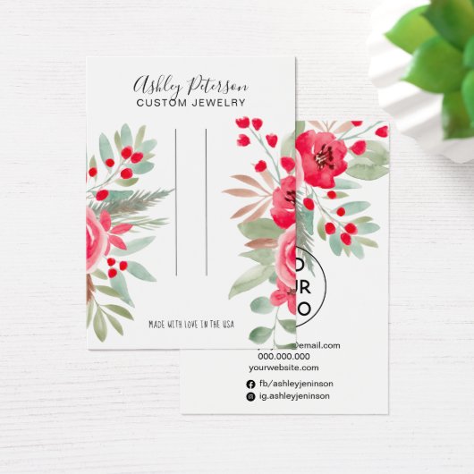 kerstflorale sierjuwelen, haarscherfvertoning visitekaartje (Bureau)