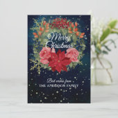 Kerstflorale waterverf met rode poinsettia feestdagenkaart (Staand voorkant)