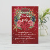 Kerstflorale waterverf met rode poinsettia kaart (Staand voorkant)