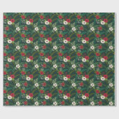 KerstFlorals Floral Hunter Green Cadeaupapier (Vlak)