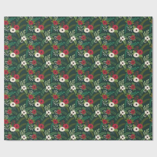 KerstFlorals Floral Hunter Green Cadeaupapier (Vlak)