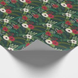 KerstFlorals Floral Hunter Green Cadeaupapier
