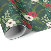 KerstFlorals Floral Hunter Green Cadeaupapier (Rol Hoek)