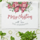 Kerstflorele Joy aan de wereld kandleboog Theedoek (Gevouwen)
